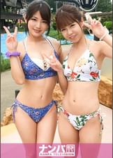 プールナンパ 25 プールで出会った看護学生2人組!帰りの車で疲れて●っているうちにホテルへGO!警戒しつつも気が付けば水着姿で4Pセックス!