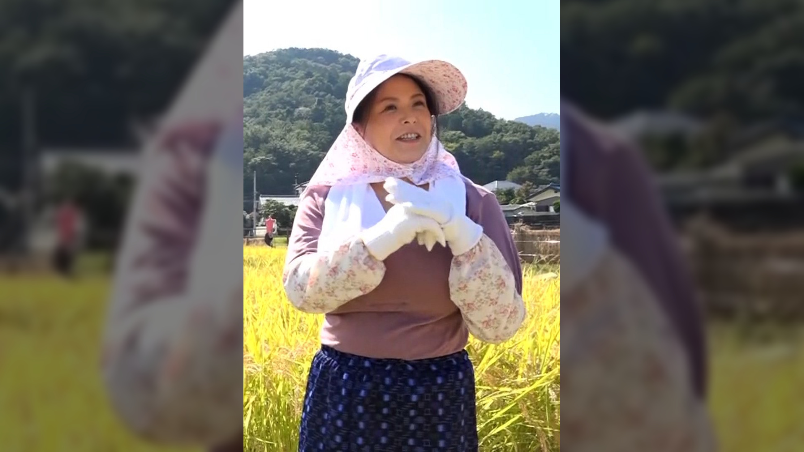 AVに出演希望の稲刈り中の爆乳熟女!作業中断中に濃厚AV撮影で、欲求不満解消の中出しセックス!